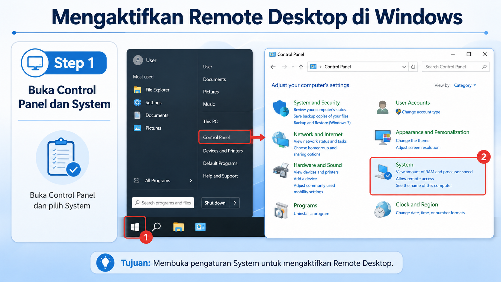 Mengaktifkan Remote Desktop dan Network Level Authentication di Windows