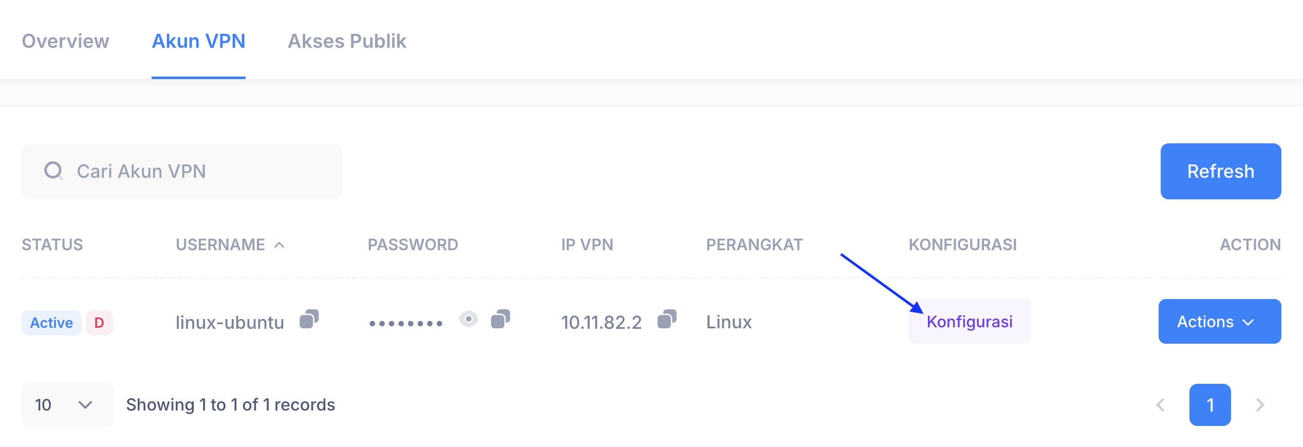 Tombol konfigurasi VPN S-Network