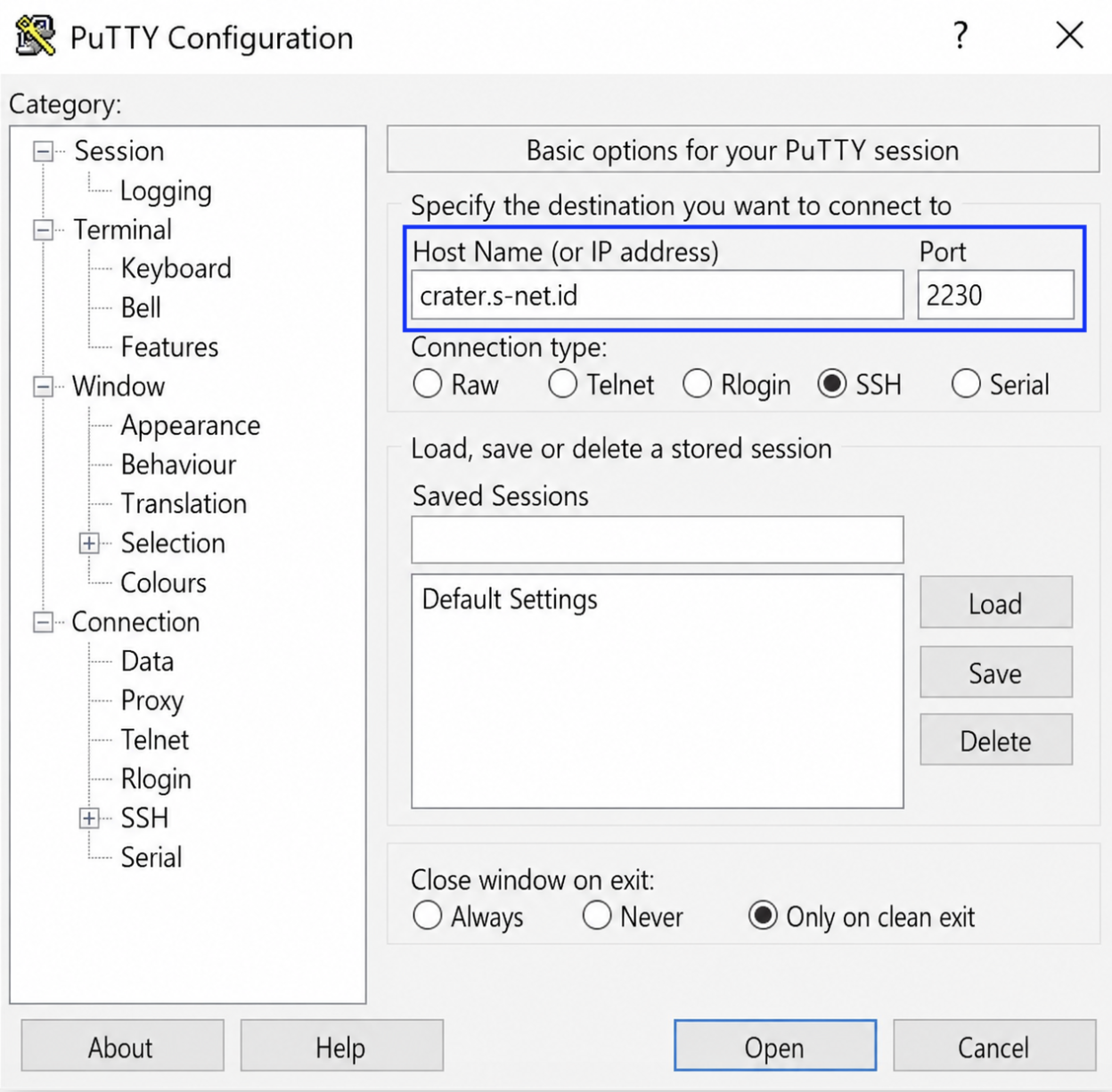 Remote SSH menggunakan PuTTY